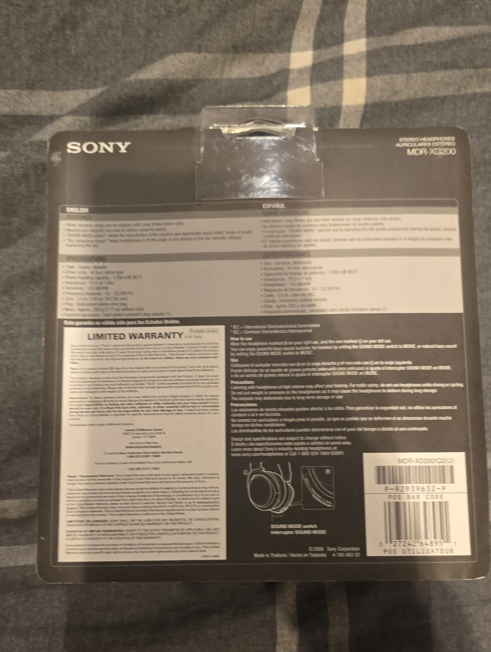 Sony Black Over-Ear Stereo Headphones with Cushioned Earcups